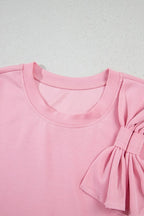Bow Round Neck Short Sleeve T-Shirt