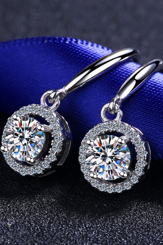 1 Carat Moissanite 925 Sterling Silver Drop Earrings - felvior