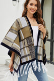 Cloak Sleeve Fringe Detail Poncho - felvior
