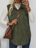 Button Up Collared Neck Vest Coat - felvior