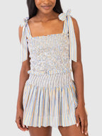 Smocked Tie Shoulder Cami and Shorts Set