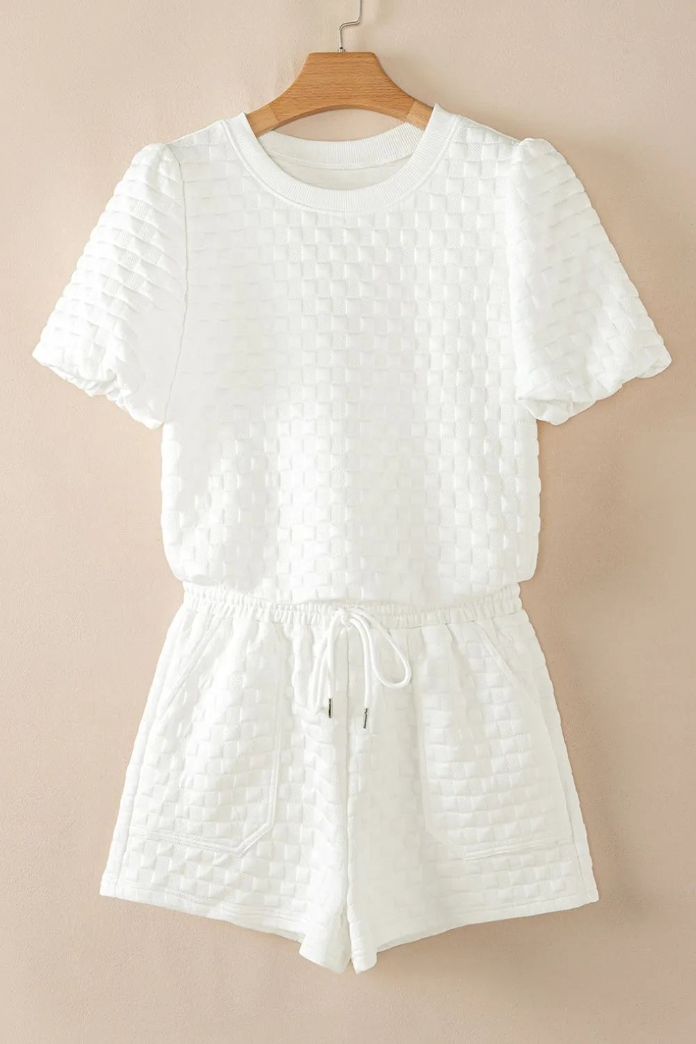 Checkered Texture Top and Shorts Set - felvior