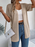 Openwork Open Front Half Sleeve Cardigan - felvior