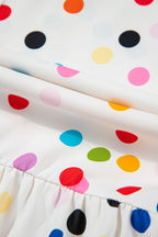 Polka Dot Short Sleeve Tiered Ruffled Babydoll Blouse