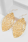 Brass Cutout Leaf Shape Earrings - felvior