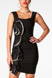 Square Neck Ruffled Sleeveless Mini Dress - felvior