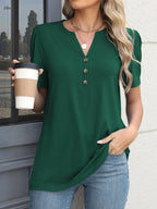 Notched Short Sleeve T-Shirt