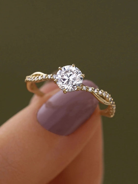 925 Sterling Silver Inlaid Zircon Ring - felvior