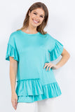 Celeste Full Size Ruffle Detail Asymmetrical Top Plus Size - felvior