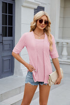 Texture Square Neck Half Sleeve Blouse