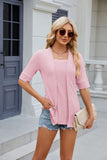 Texture Square Neck Half Sleeve Blouse - felvior