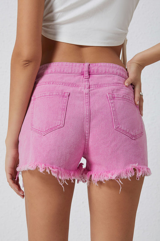 High Rise Crossover Waist Denim Shorts - felvior