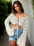 Openwork Flare Sleeve Cover-Up - felvior
