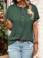 Half Button Short Sleeve Top