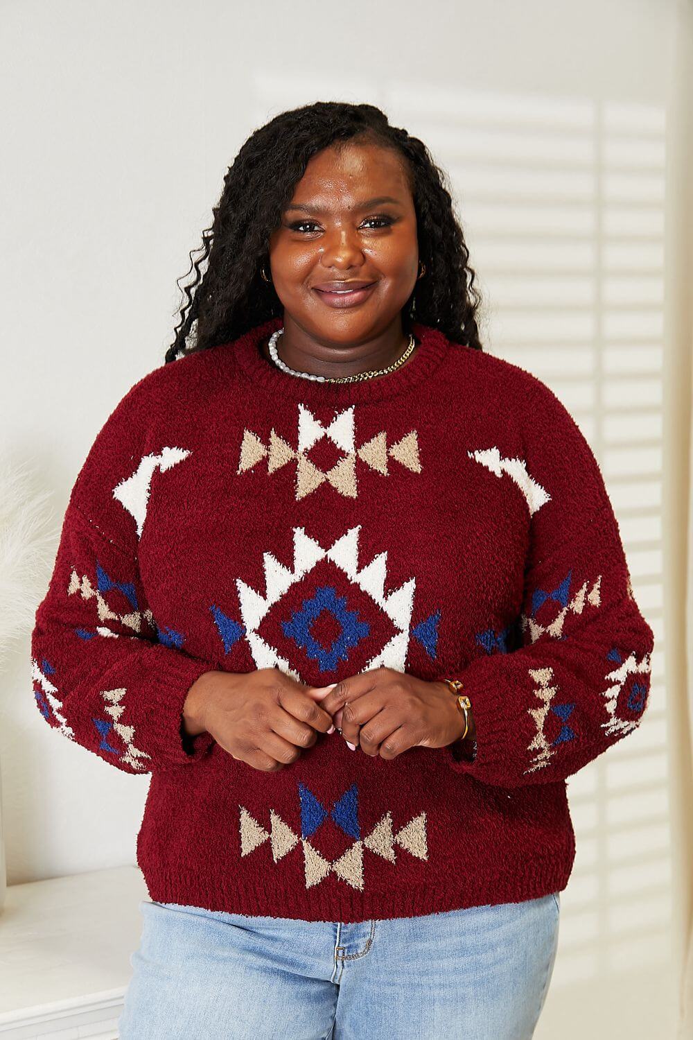 HEYSON Full Size Aztec Soft Fuzzy Sweater Hauptbild