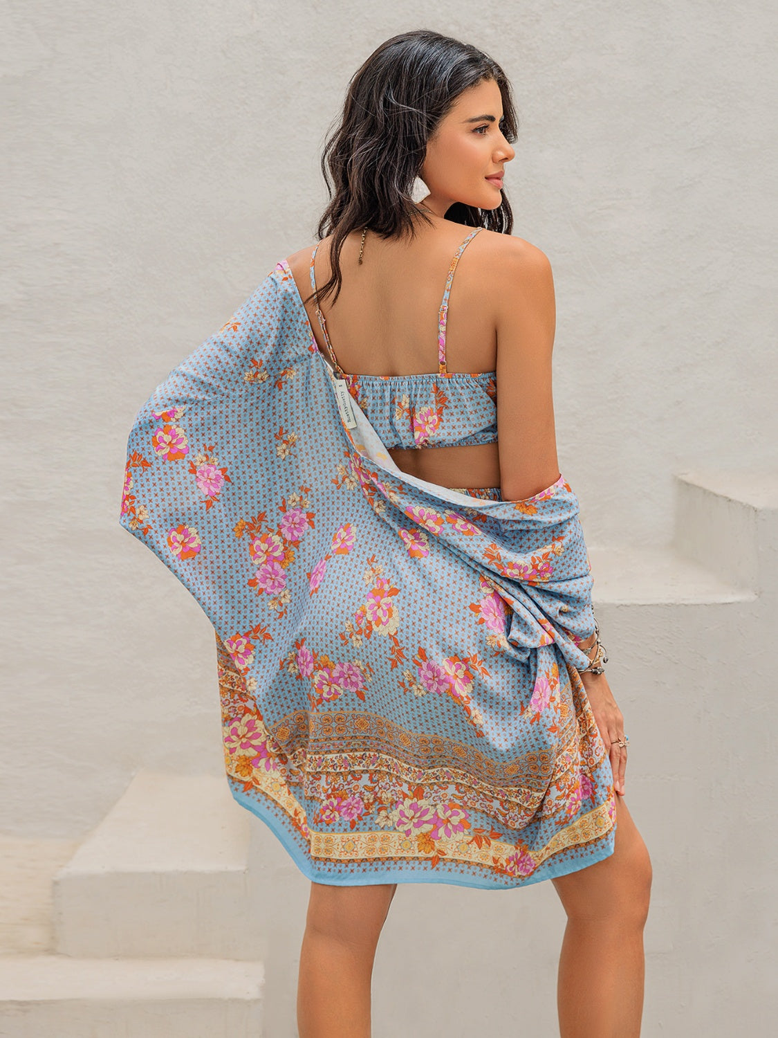 Printed Bra, Shorts and Cover Up Three-Piece Set Secondary image