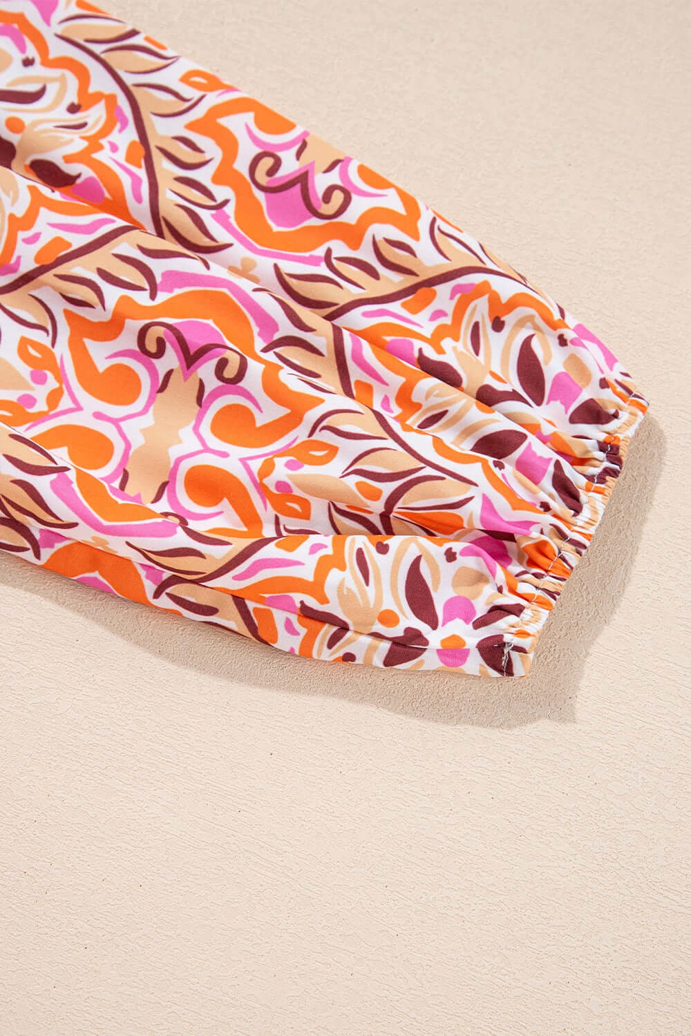 Printed Tie Neck Long Sleeve Mini Dress