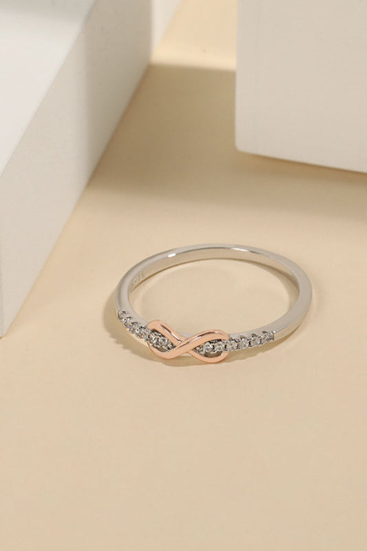 925 Sterling Silver Inlaid Zircon Infinity Symbol Ring - felvior