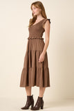 Mittoshop Smocked Ruffled Tiered Midi Dress - felvior