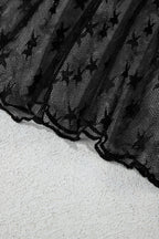 Star Round Neck Long Sleeve Sheer Blouse