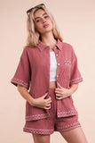 VERY J Crinkled Woven Shirt Top & Shorts Set - felvior