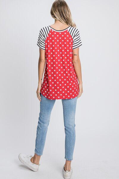 Heimish Full Size Star & Striped Round Neck Short Sleeve T-Shirt Plus Size - felvior