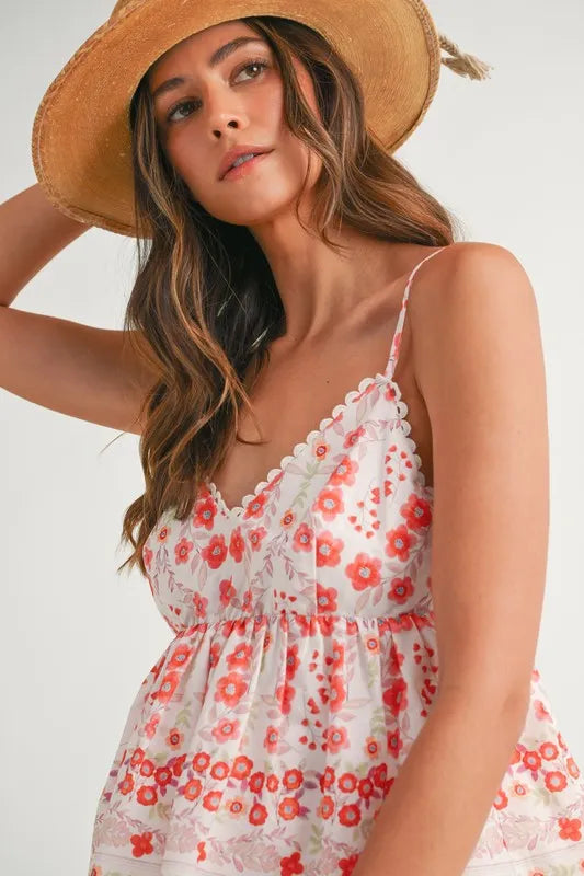 MABLE Floral Printed Peplum Top and Shorts Set - felvior