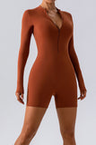 Half Zip Long Sleeve Active Romper - felvior