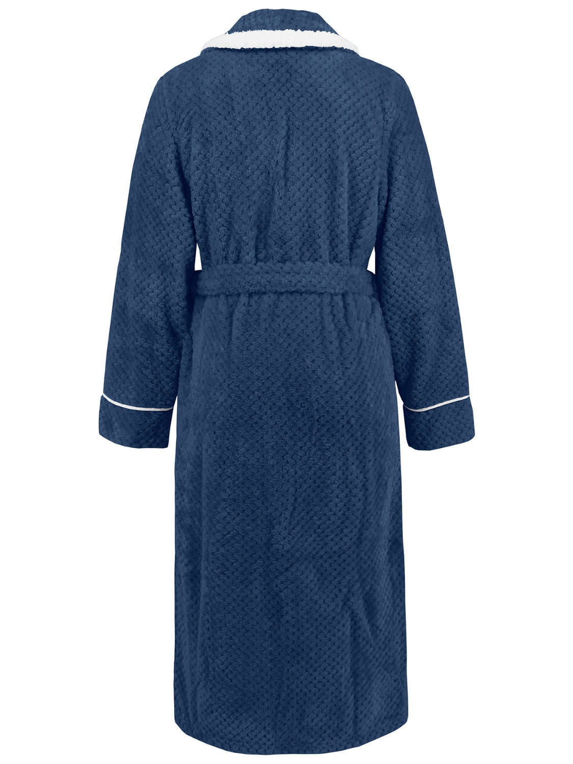 Contrast Trim Tie Waist Lounge Nightgown with Pockets - felvior