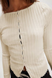 Basic Bae Texture Button Up Round Neck Long Sleeve Top - felvior