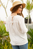 Celeste Full Size Puff Sleeve and Bow Detail Top Plus Size - felvior