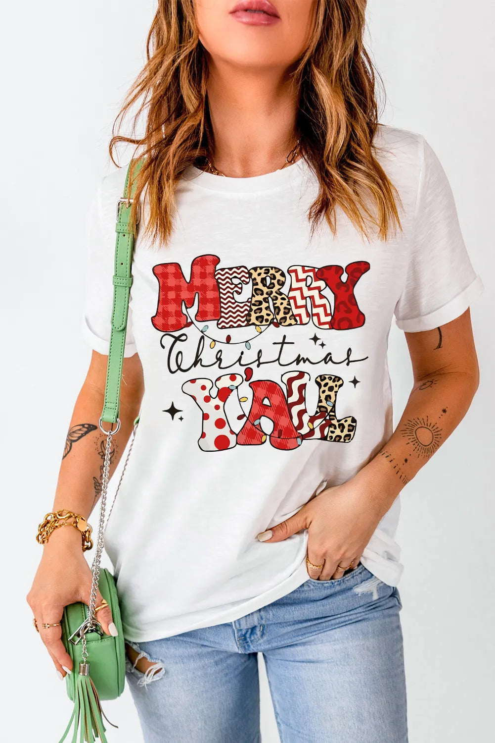 Letter Graphic Round Neck Short Sleeve T-Shirt Hauptbild