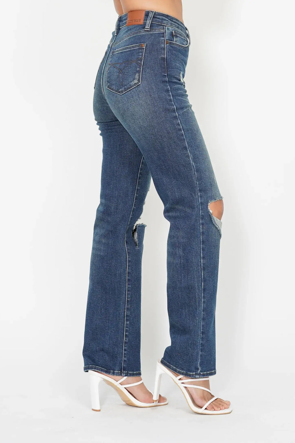 Judy Blue Full Size Hw Ripped Knee Dad Jeans Plus Size