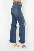 Judy Blue Full Size Hw Ripped Knee Dad Jeans Plus Size
