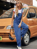 Wide Strap Wide Leg Denim Overalls - felvior
