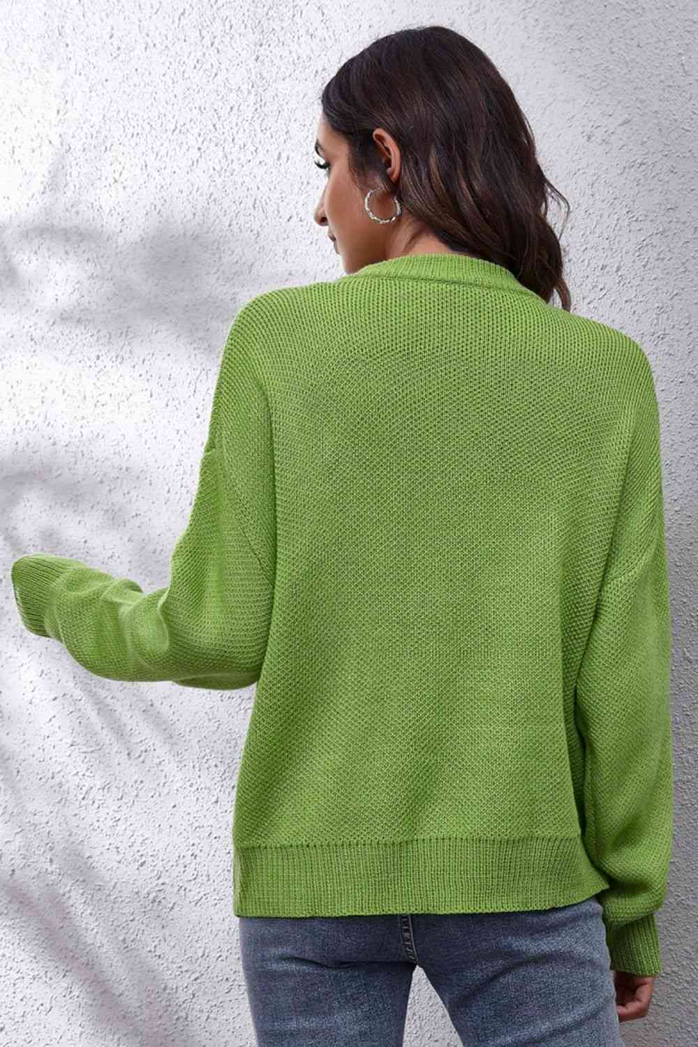 Flower Graphic Drop Shoulder Sweater - felvior