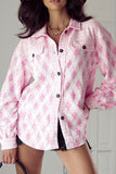 Geometric Print Textured Flap Pocket Shacket - felvior