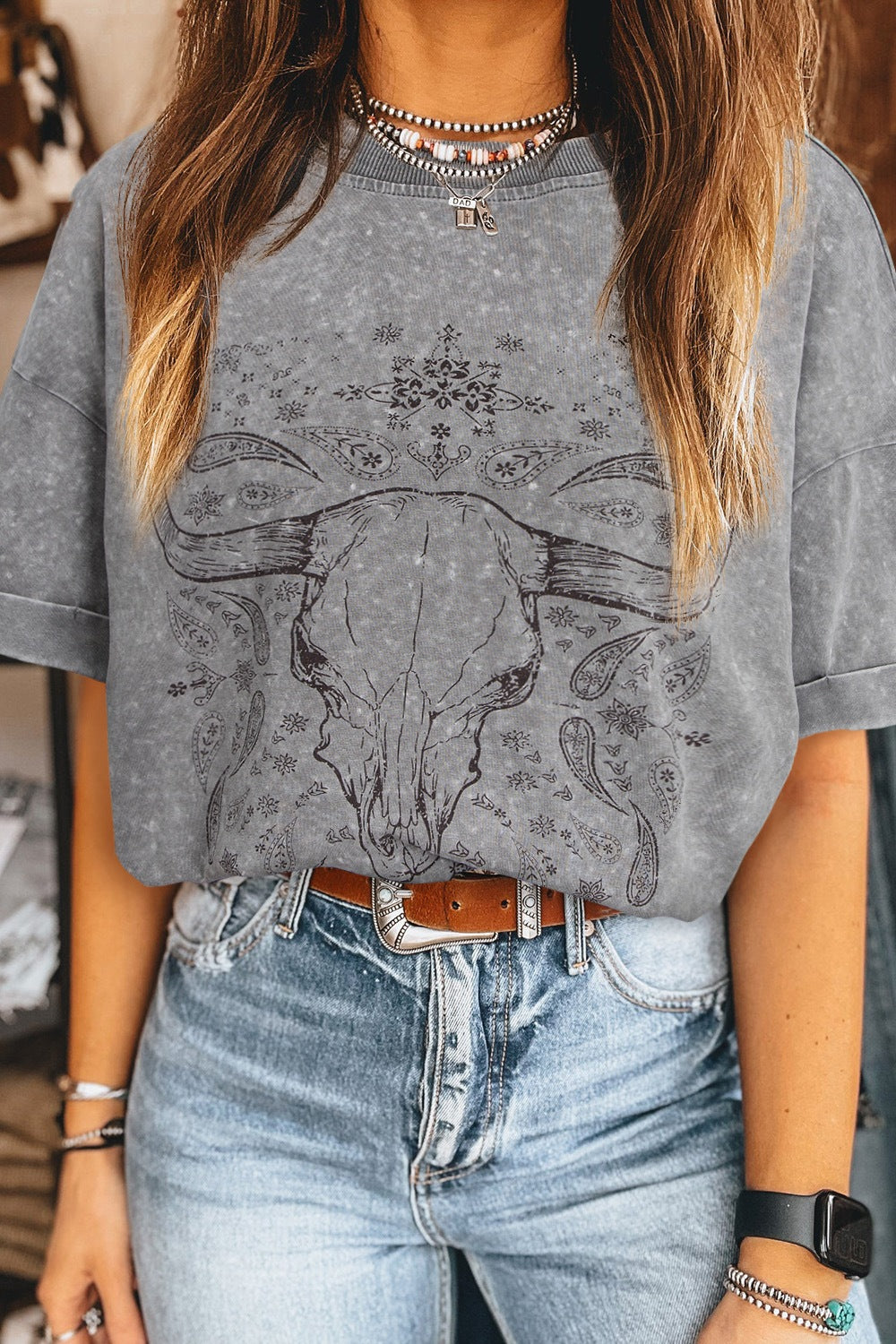 Bull Head Round Neck Half Sleeve T-Shirt