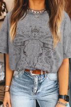 Bull Head Round Neck Half Sleeve T-Shirt