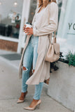 Open Front Long Sleeve Trench Coat - felvior