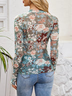 Floral Mock Neck Long Sleeve Top