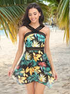 Cutout Printed Two-Piece Swim Set