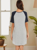 Round Neck Short Sleeve Contrast Lounge Dress - felvior