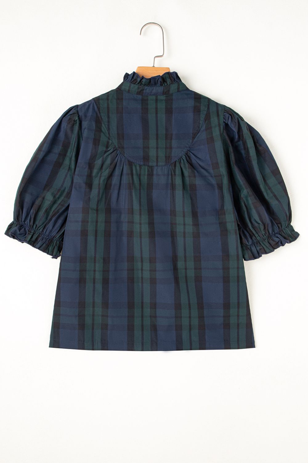 Puff Sleeve Frilled Trim Elegant Blouse - felvior