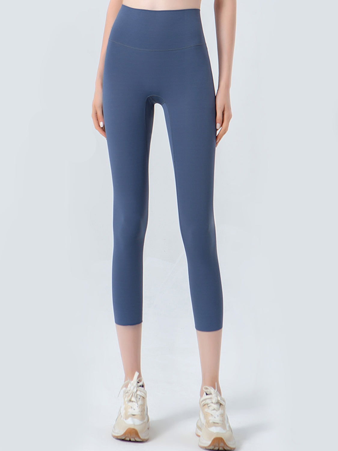 Wide Waistband Cropped Sports Leggings - felvior
