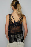 POL V-Neck Sleeveless Woven Crochet Knit Cover Up - felvior
