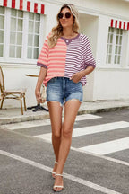 Striped Round Neck Half Sleeve T-Shirt
