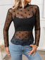 Floral Mock Neck Long Sleeve Mesh Top
