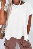 Side Slit Round Neck Knit Top - felvior