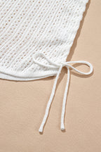 Hollow Out Bell Sleeve Drawstring Knit Cover Up Dress